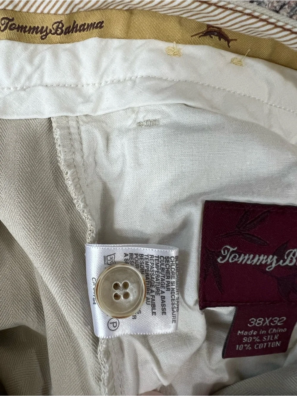 Tommy Bahama Silk Blend Mens Tan Dress Pants 38x32 Flat Front